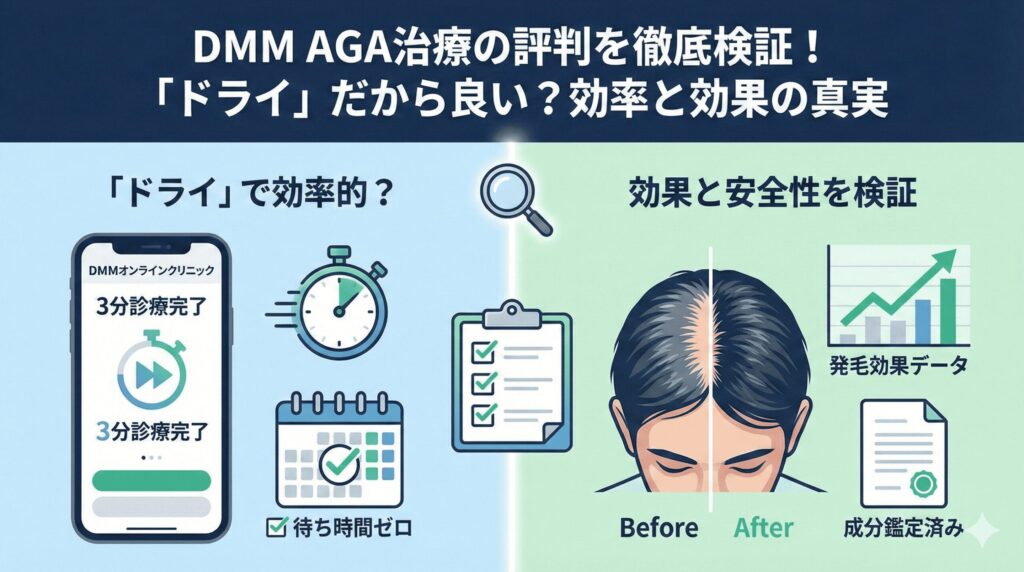 【皮膚科専門医監修】DMM AGA治療の評判は「ドライ」だから良い？効率と効果を徹底検証