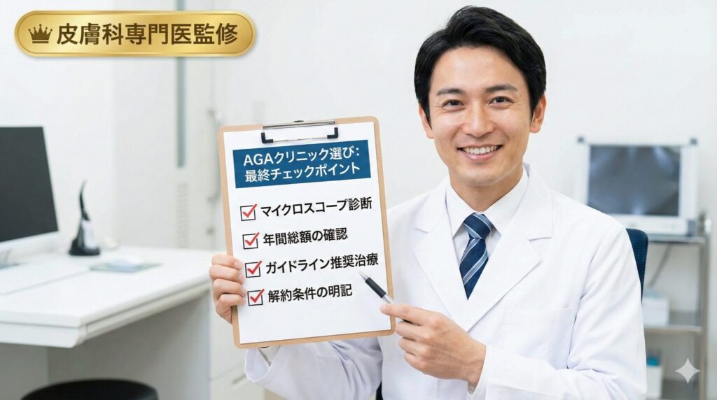 皮膚科専門医が推奨するAGAクリニック選びの最終チェックポイント