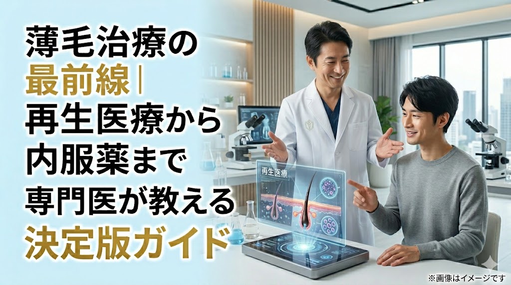 最新の薄毛治療（再生医療・内服薬）について専門医が解説するイメージ画像