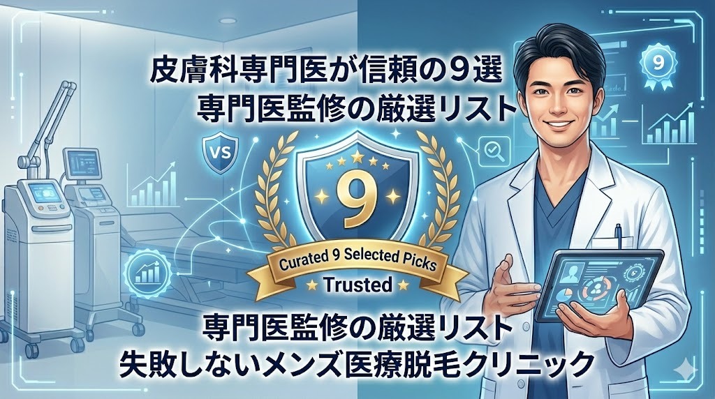 日本皮膚科学会認定皮膚科専門医が監修した、信頼できるメンズ医療脱毛キュレーション9選のコンセプト画像