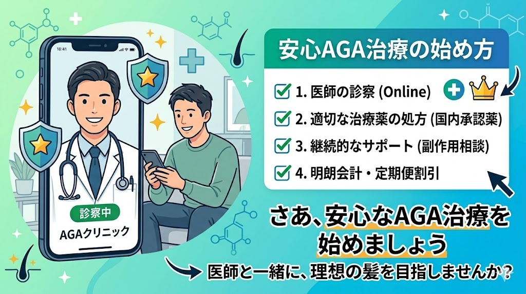 安全で安心なAGA治療をオンライン診療で始めるアクションプラン