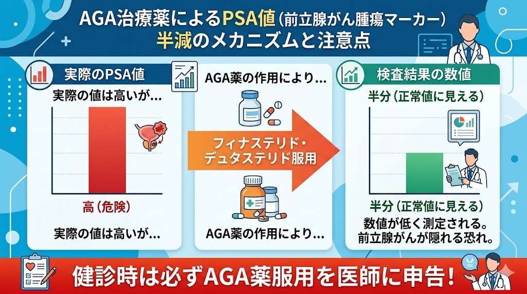 AGA治療薬（フィナステリド・デュタステリド）服用によるPSA値半減リスクと健康診断時の注意点