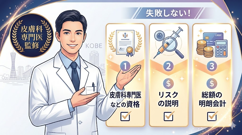神戸で失敗しないクマ取り・目の下のたるみ取りクリニックを選ぶ3つの基準