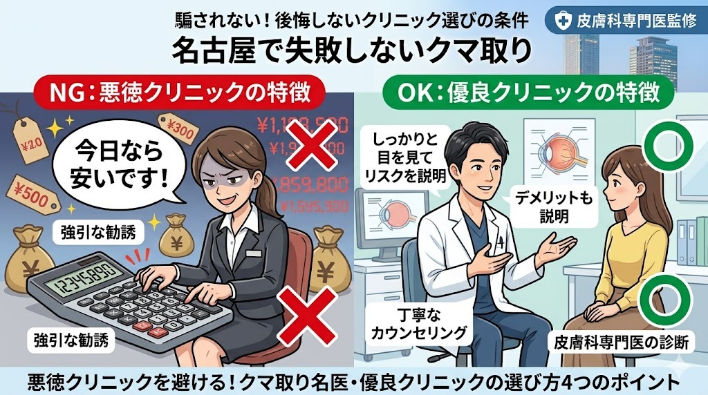 悪徳クリニックを避ける！クマ取り名医・優良クリニックの選び方4つのポイント