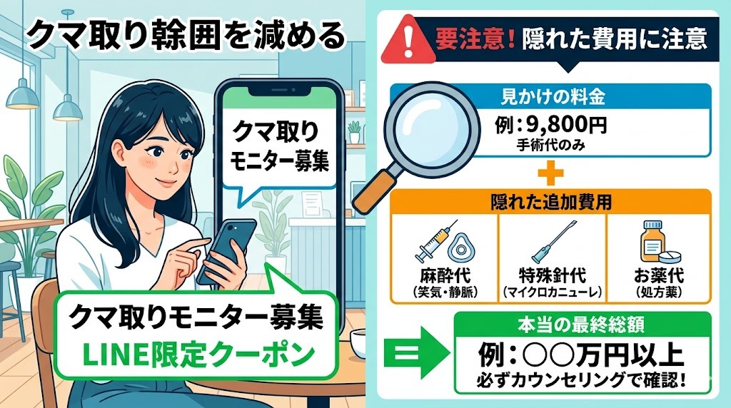 クマ取り費用を安く抑えるコツ(モニター・クーポン)と追加費用の注意点